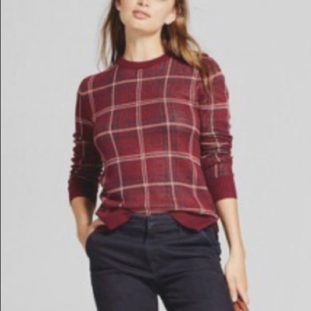 A New Day Plaid Crew Neck Sweater